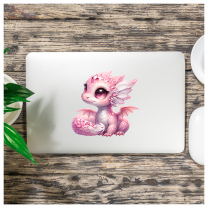 Pink Baby Dragon With Crystals Vinyl Sticker Decal