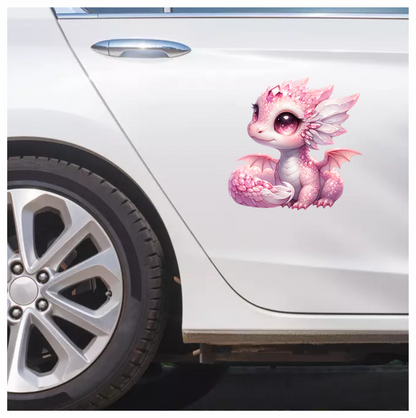 Pink Baby Dragon With Crystals Vinyl Sticker Decal