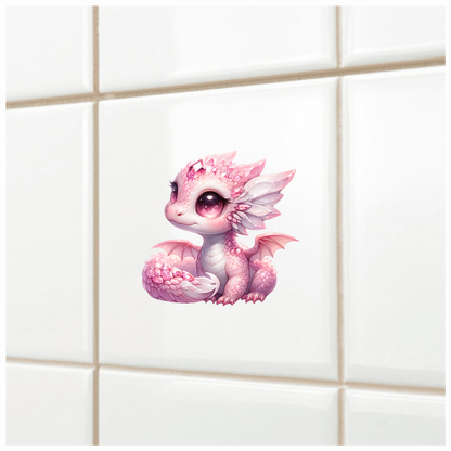 Pink Baby Dragon With Crystals Vinyl Sticker Decal
