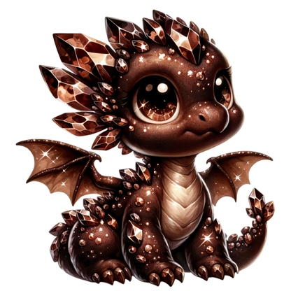 Brown Baby Dragon With Crystals Vinyl Sticker Decal