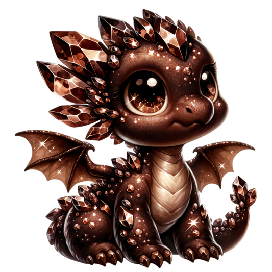 Brown Baby Dragon With Crystals Vinyl Sticker Decal