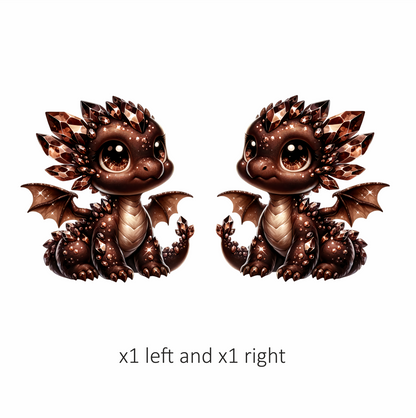 Brown Baby Dragon With Crystals Vinyl Sticker Decal