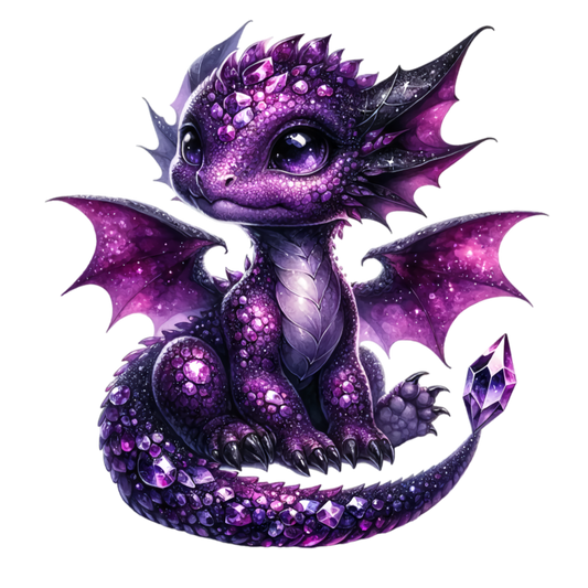 Purple Baby Dragon Fantasy Art Vinyl Sticker Decal