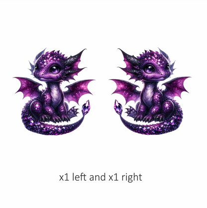 Purple Baby Dragon Fantasy Art Vinyl Sticker Decal