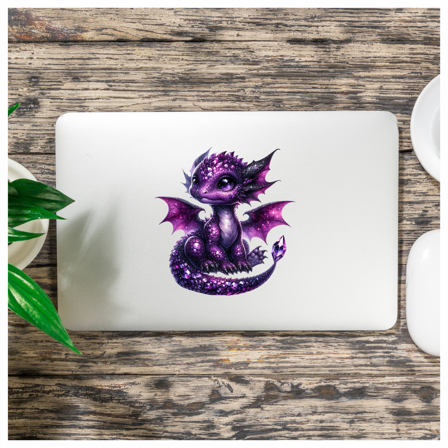 Purple Baby Dragon Fantasy Art Vinyl Sticker Decal