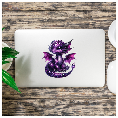 Purple Baby Dragon Fantasy Art Vinyl Sticker Decal