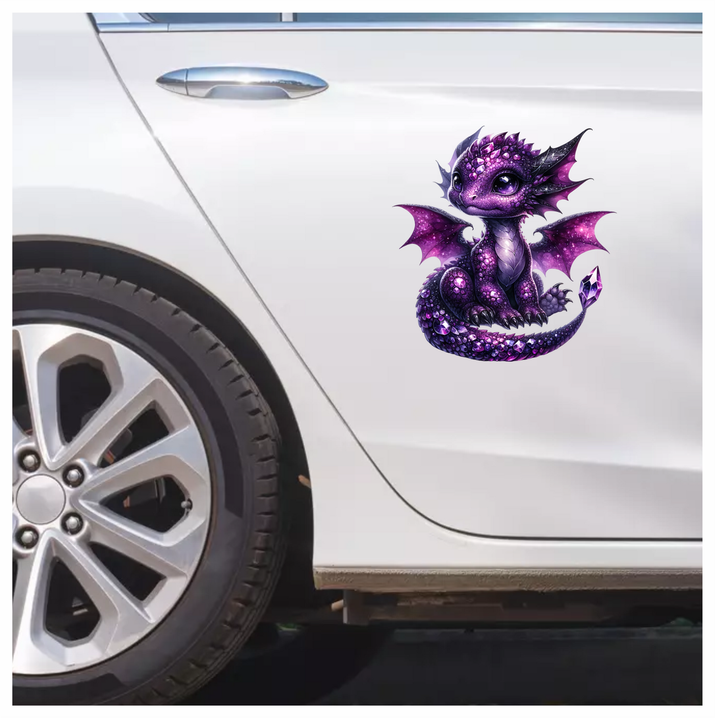 Purple Baby Dragon Fantasy Art Vinyl Sticker Decal