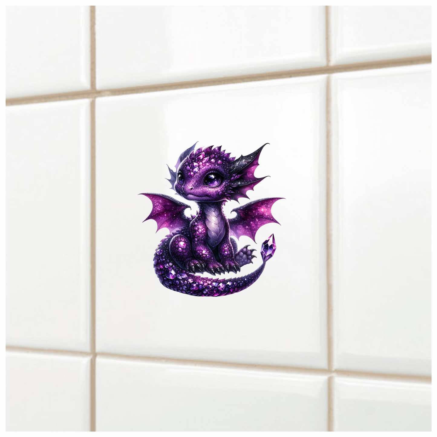 Purple Baby Dragon Fantasy Art Vinyl Sticker Decal
