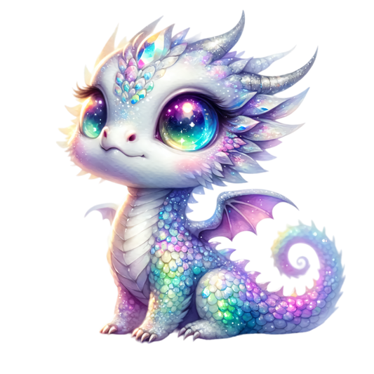 Dragon Baby Rainbow Eyes Cute Vinyl Sticker Decal
