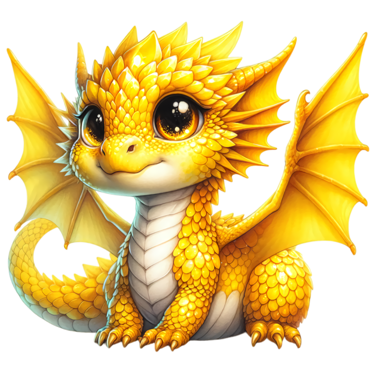 Yellow Baby Dragon Cute Fantasy Vinyl Sticker Decal