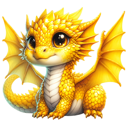Yellow Baby Dragon Cute Fantasy Vinyl Sticker Decal