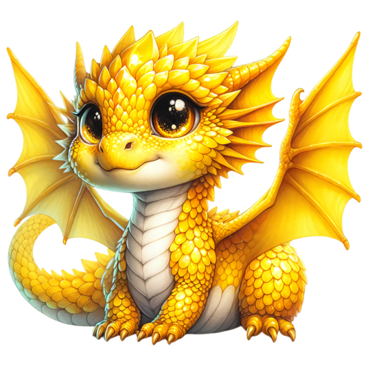 Yellow Baby Dragon Cute Fantasy Vinyl Sticker Decal
