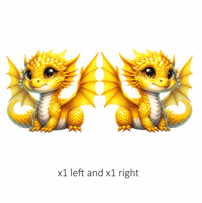 Yellow Baby Dragon Cute Fantasy Vinyl Sticker Decal