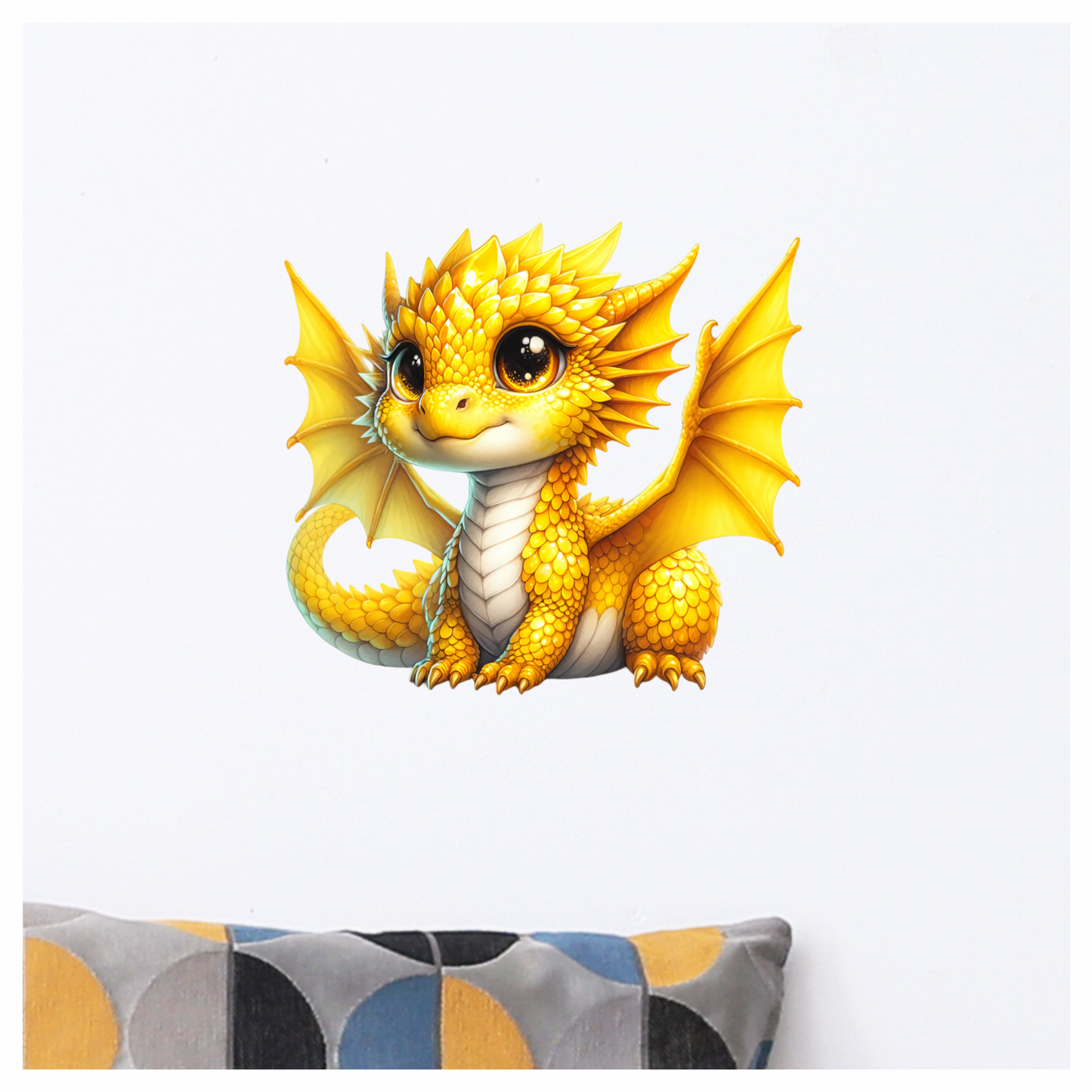 Yellow Baby Dragon Cute Fantasy Vinyl Sticker Decal