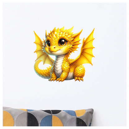 Yellow Baby Dragon Cute Fantasy Vinyl Sticker Decal