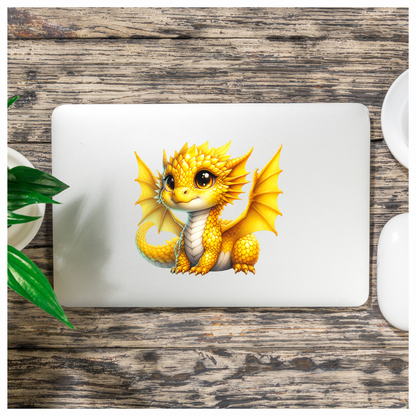 Yellow Baby Dragon Cute Fantasy Vinyl Sticker Decal