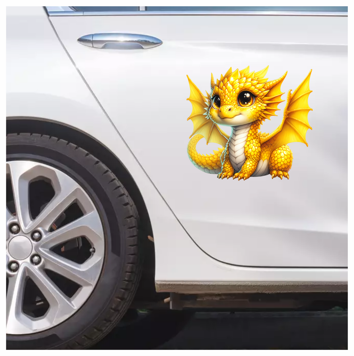 Yellow Baby Dragon Cute Fantasy Vinyl Sticker Decal