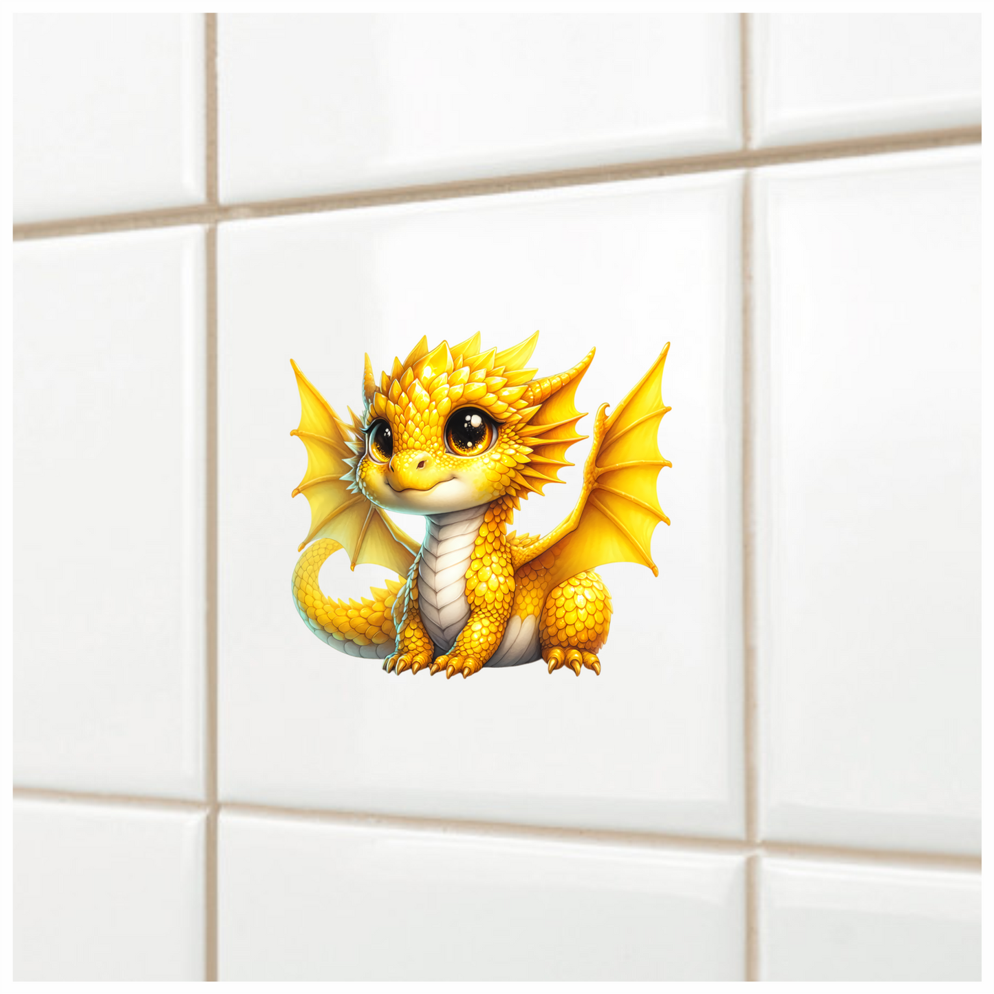 Yellow Baby Dragon Cute Fantasy Vinyl Sticker Decal