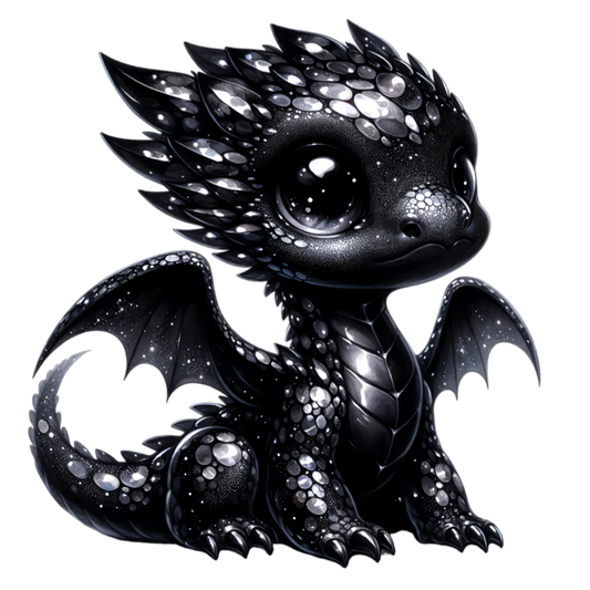 Black Baby Dragon Cute Fantasy Vinyl Sticker Decal
