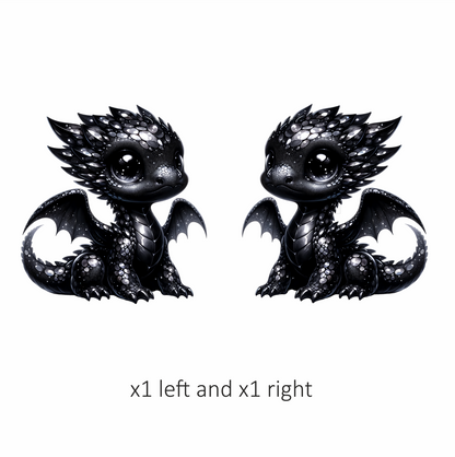 Black Baby Dragon Cute Fantasy Vinyl Sticker Decal