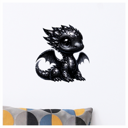Black Baby Dragon Cute Fantasy Vinyl Sticker Decal