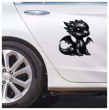 Black Baby Dragon Cute Fantasy Vinyl Sticker Decal