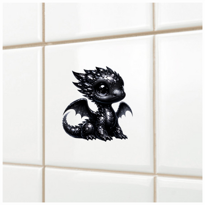 Black Baby Dragon Cute Fantasy Vinyl Sticker Decal
