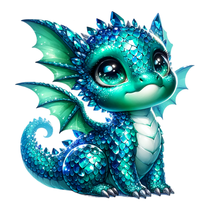Blue Cute Baby Dragon Fantasy Vinyl Sticker Decal