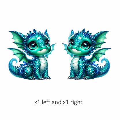 Blue Cute Baby Dragon Fantasy Vinyl Sticker Decal