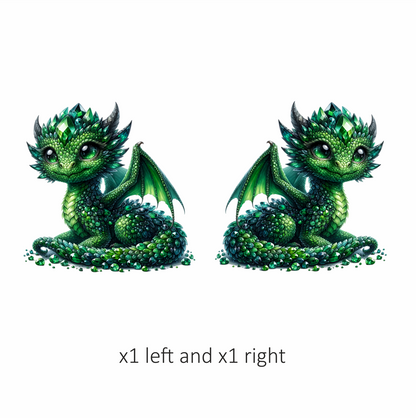 Green Baby Dragon Crystal Fantasy Vinyl Sticker Decal