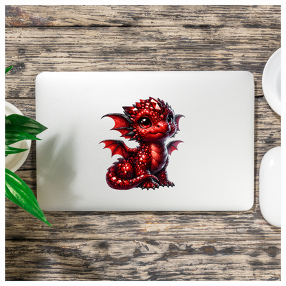 Red Baby Dragon Fantasy Cute Vinyl Sticker Decal