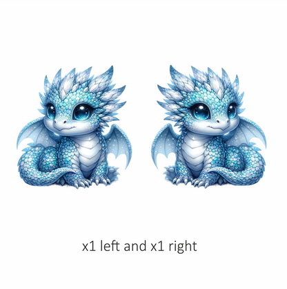 Blue Baby Dragon Cute Fantasy Vinyl Sticker Decal
