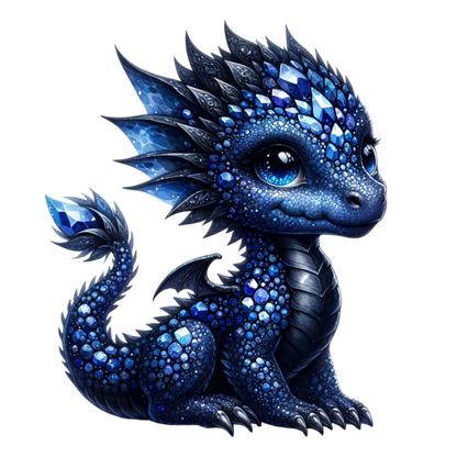 Blue Baby Dragon Gemstone Fantasy Vinyl Sticker Decal