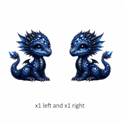 Blue Baby Dragon Gemstone Fantasy Vinyl Sticker Decal