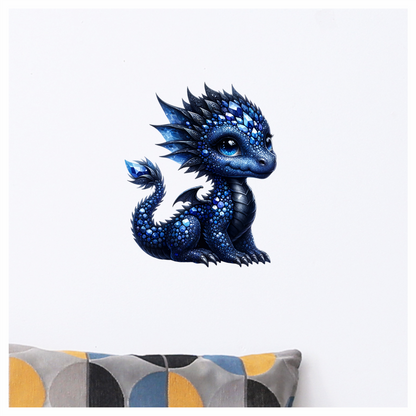 Blue Baby Dragon Gemstone Fantasy Vinyl Sticker Decal