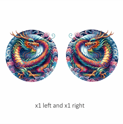 Dragon Rainbow Circle Clouds Fierce Vinyl Sticker Decal