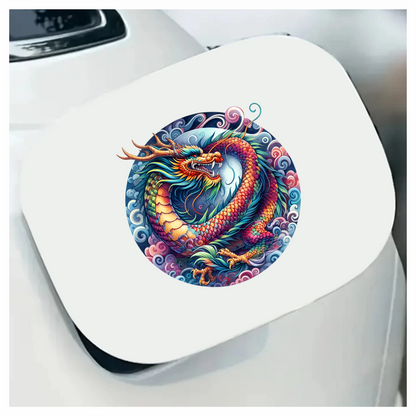 Dragon Rainbow Circle Clouds Fierce Vinyl Sticker Decal
