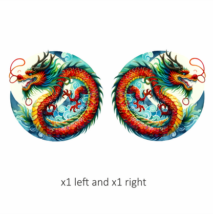 Red Dragon Circle Waves Ocean Vinyl Sticker Decal
