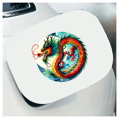 Red Dragon Circle Waves Ocean Vinyl Sticker Decal