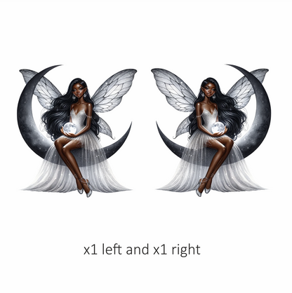 Fairy Moon White Dress Wings Vinyl Sticker Decal