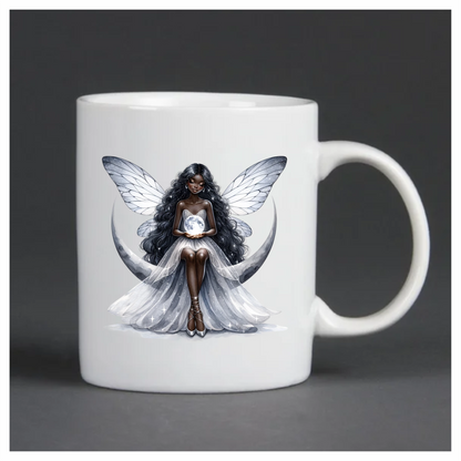 Fairy Moon White Dress Wings Vinyl Sticker Decal
