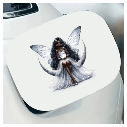 Fairy Moon White Dress Wings Vinyl Sticker Decal