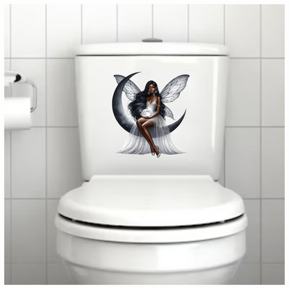 Fairy Moon White Dress Wings Vinyl Sticker Decal