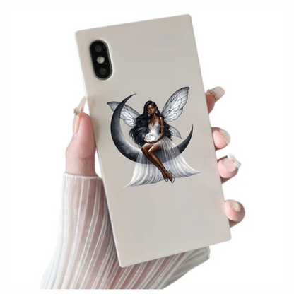 Fairy Moon White Dress Wings Vinyl Sticker Decal