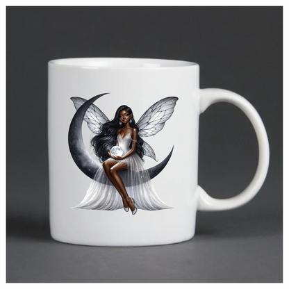 Fairy Moon White Dress Wings Vinyl Sticker Decal