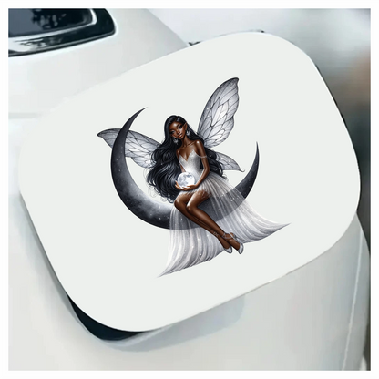 Fairy Moon White Dress Wings Vinyl Sticker Decal