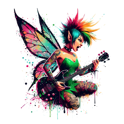Punk Fairy Guitar Bright Wings Vinyl Sticker Decal
