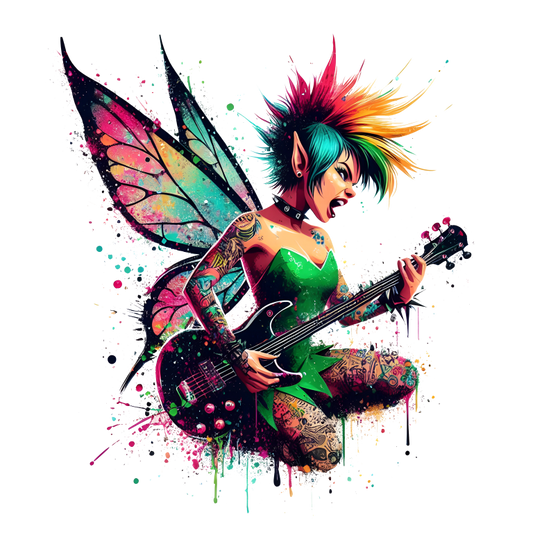 Punk Fairy Guitar Bright Wings Vinyl Sticker Decal
