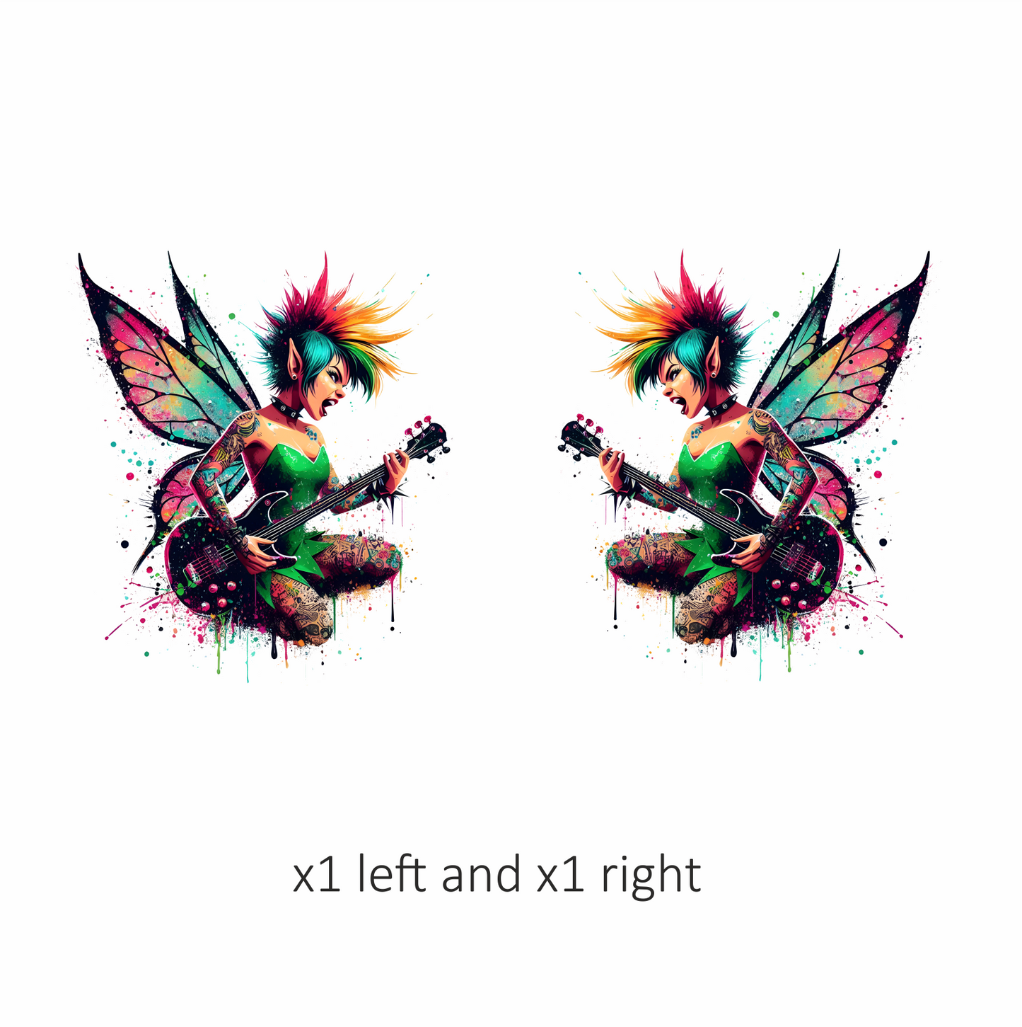 Punk Fairy Guitar Bright Wings Vinyl Sticker Decal