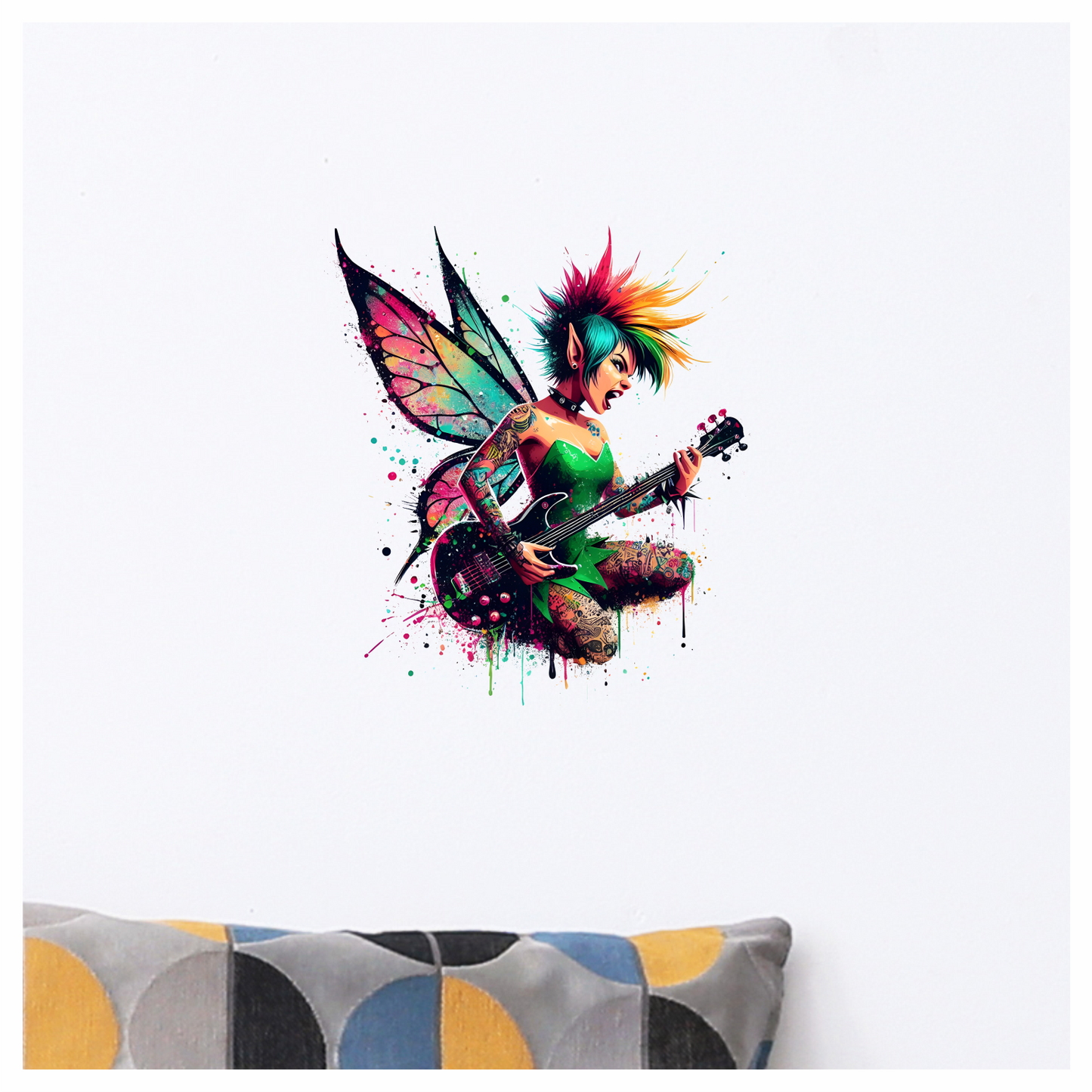 Punk Fairy Guitar Bright Wings Vinyl Sticker Decal